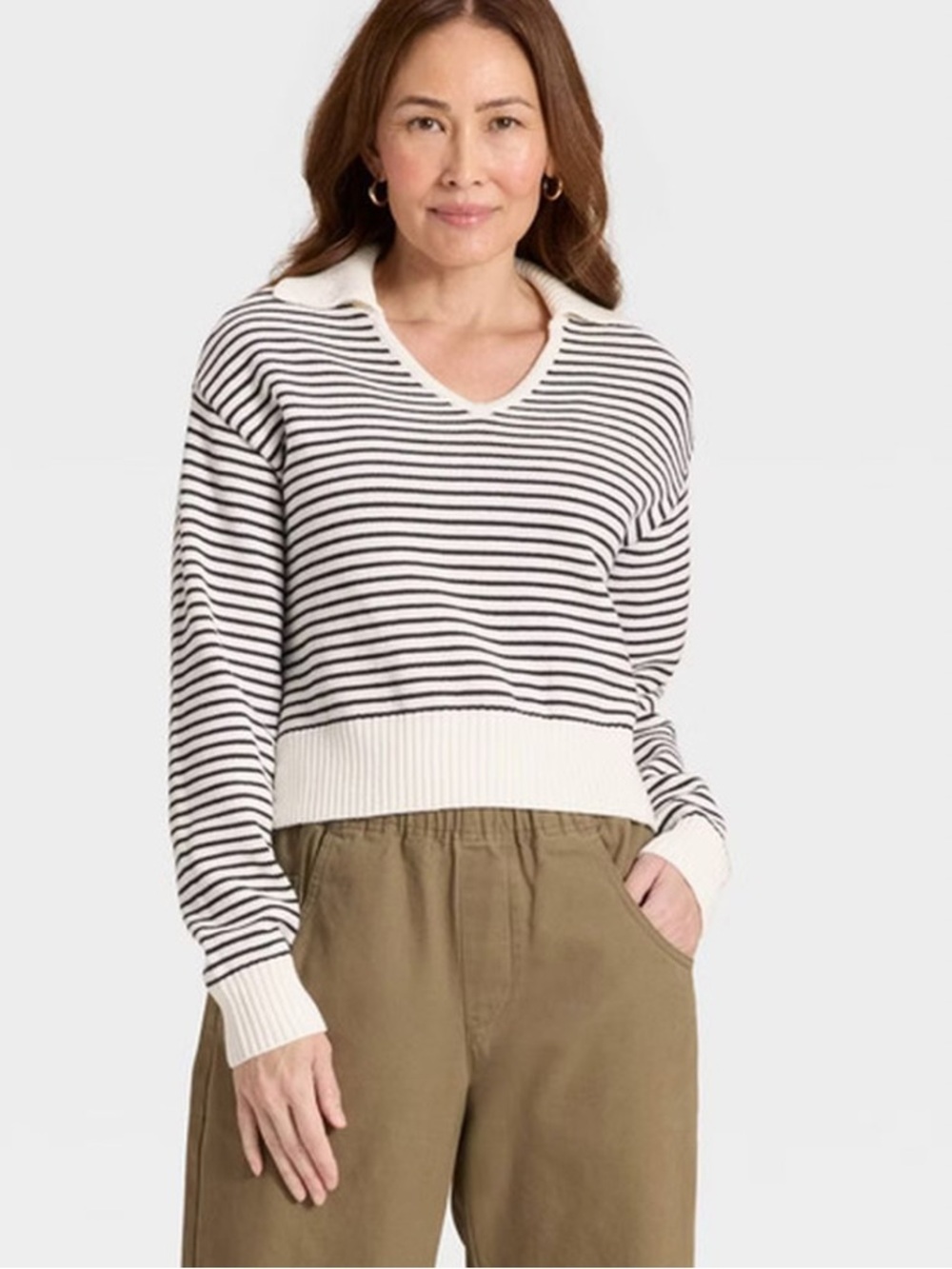 Univeral Thread Stripped Collared Sweater